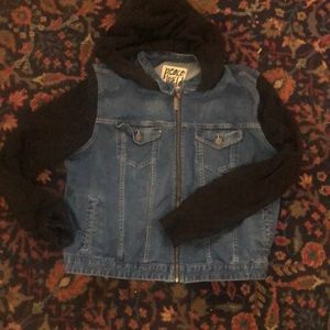 Peace love world denim and sweatshirt jacket